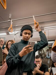 man on train