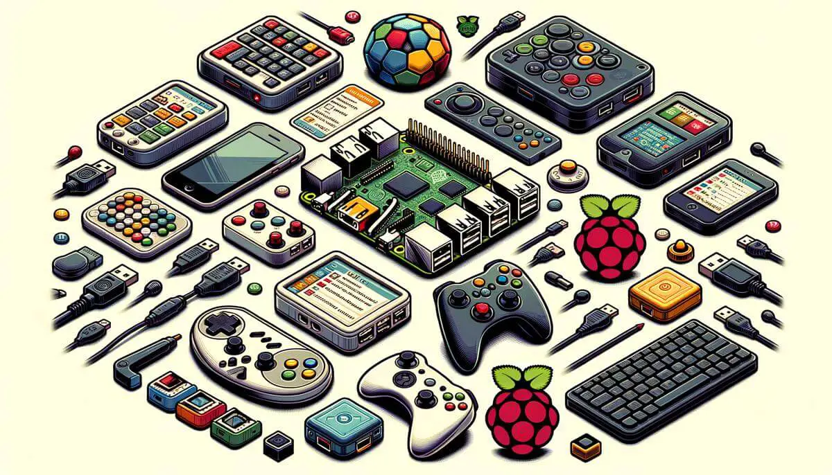 Image of various Raspberry Pi components including cases, controllers, and software customization options
