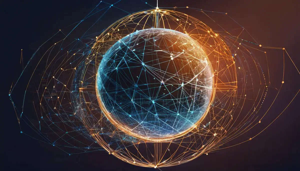 Illustration of a globe with interconnected lines representing regulatory frameworks impacting cybersecurity in businesses.